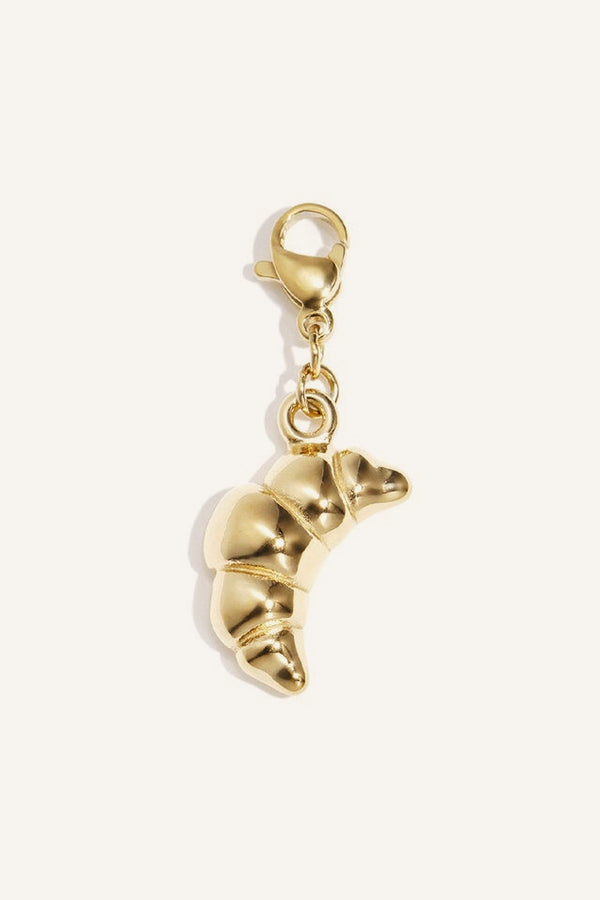 Croissant-Anhänger aus hochwertigem Edelstahl, vergoldet mit Karabiner – LOVAMORE Charm
