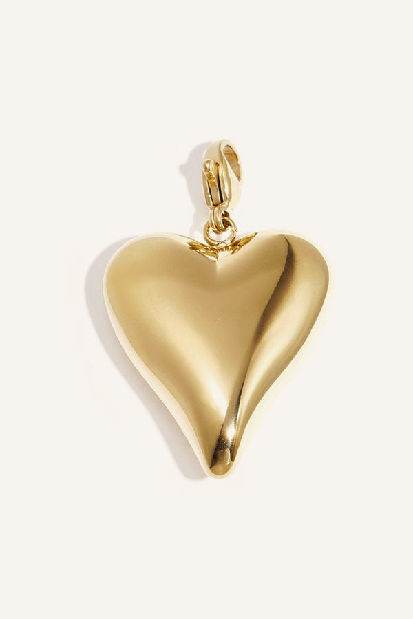 Großer glänzender Herz-Anhänger aus hochwertigem Edelstahl, vergoldet – LOVAMORE Charm