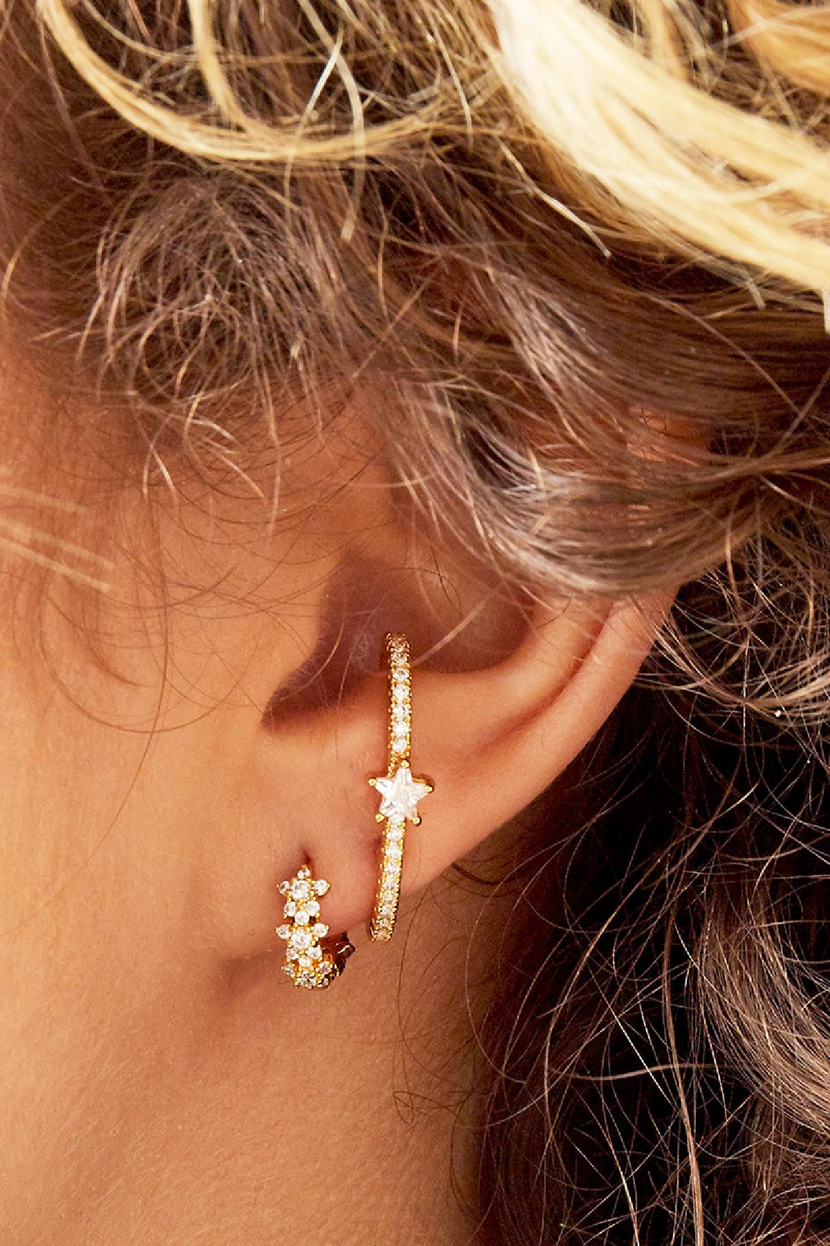 Creolen mit Stern-Strass - Kupfer