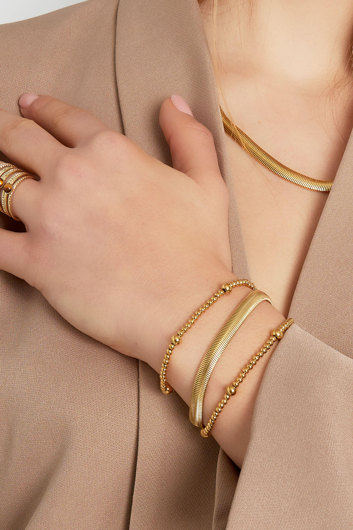 Armband flach grob - Goldfarbe-6.0MM