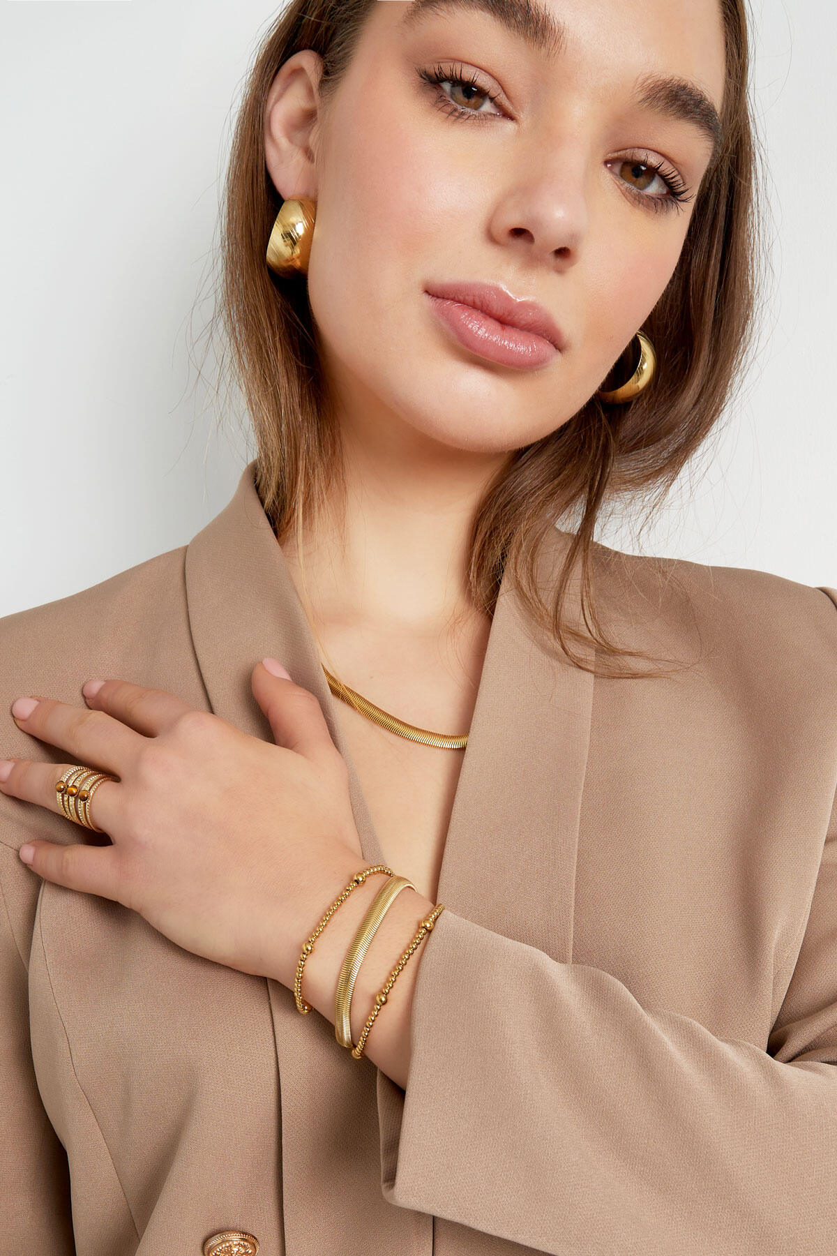 Armband flach grob - Goldfarbe-6.0MM