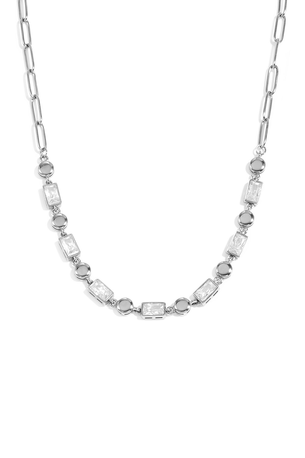 Gemina Halskette – Eckige Zirkonia – Silber