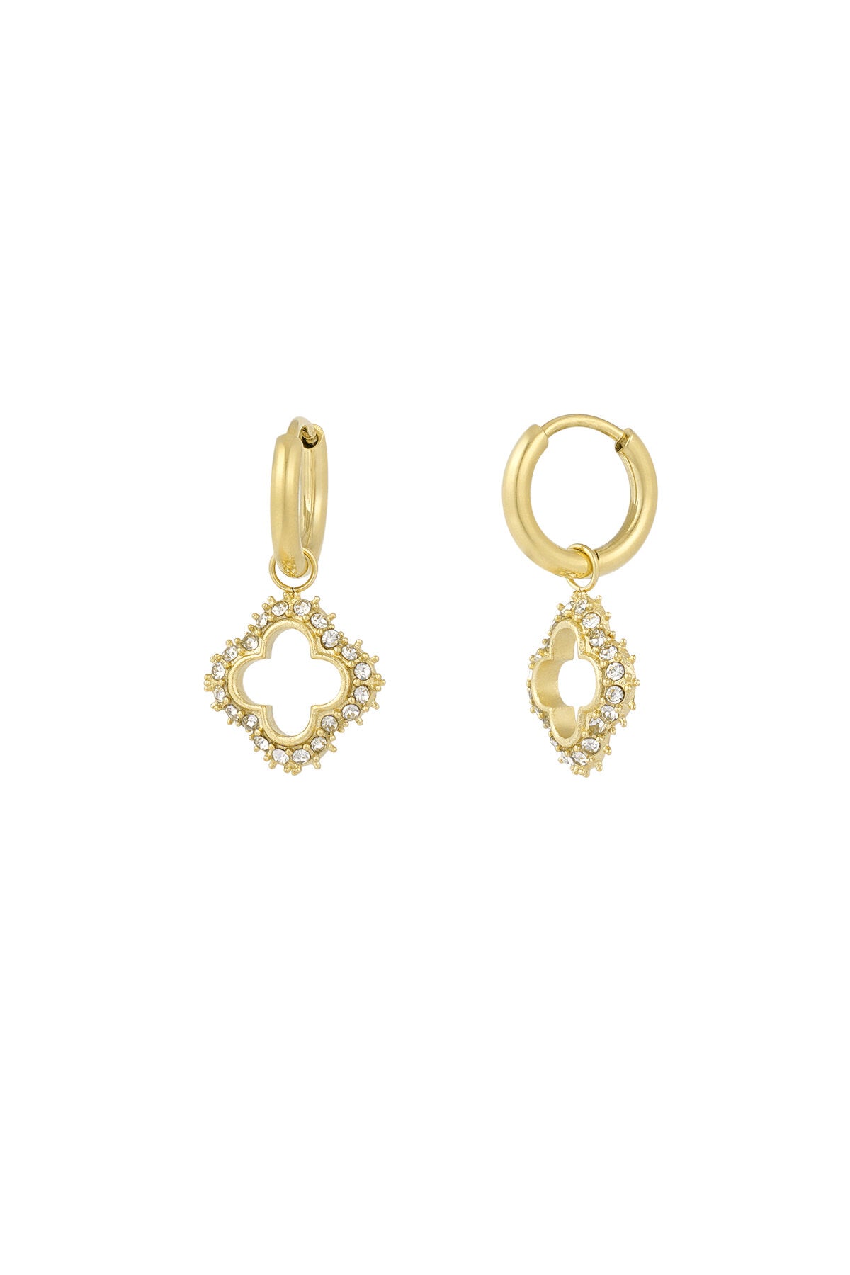 Glücksbringer-Ohrringe mit Diamanten – Goldfarbe  - Goldfarbefarbe