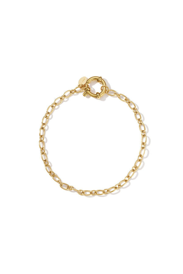 Charm-Armband Glieder mit Ring vorne, hochwertiger Edelstahl, vergoldet