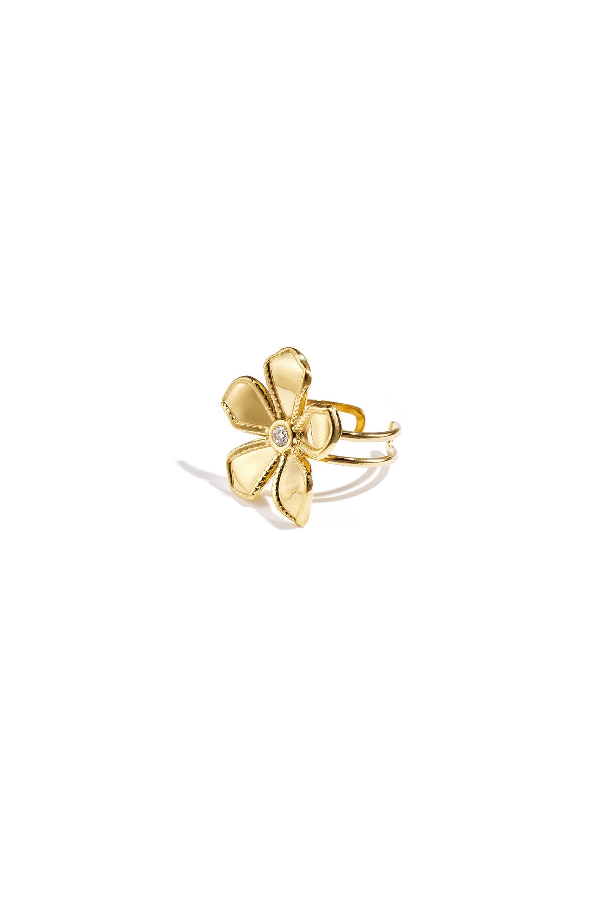 Statement-Ringe aus Edelstahl, Blumenmuster, schlichte Alltags-Serie, Damenschmuck
