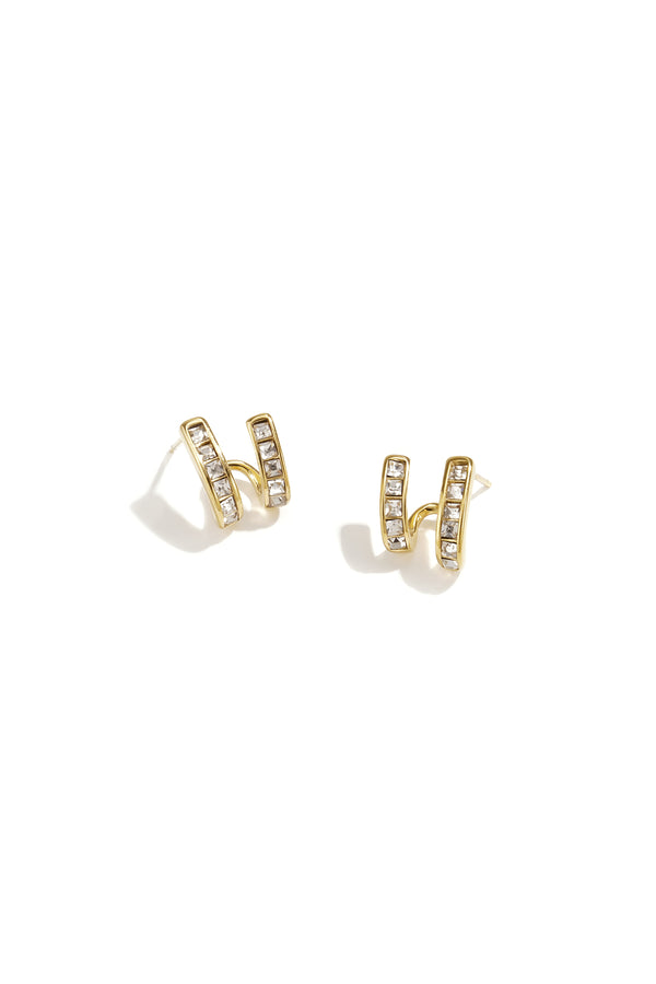 Dua Ohrstecker – Doppelt mit Strass – LOVAMORE