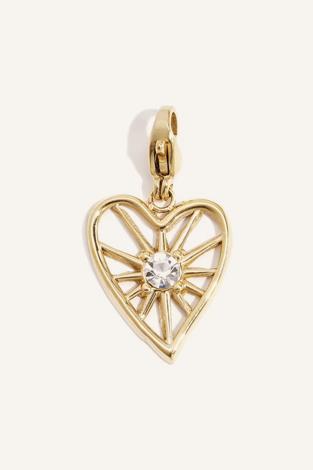 Strahlenherz-Anhänger mit Stein, hochwertiger Edelstahl, vergoldet – LOVAMORE Charm