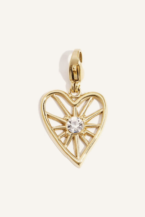 Strahlenherz-Anhänger mit Stein, hochwertiger Edelstahl, vergoldet – LOVAMORE Charm