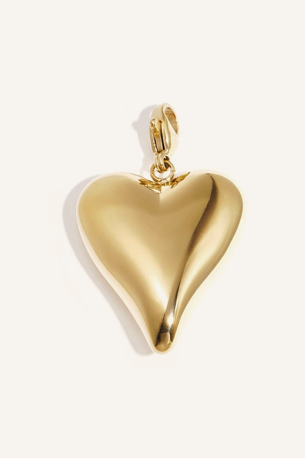 Großer glänzender Herz-Anhänger aus hochwertigem Edelstahl, vergoldet – LOVAMORE Charm