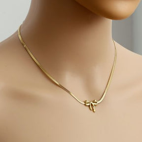 Vintage Bowtie In Snake Chain Halskette (40cm) - Lovamore